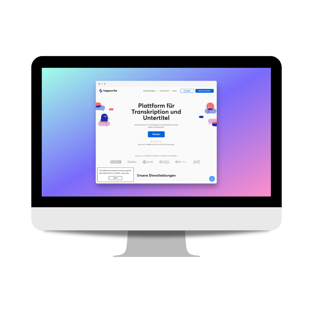 HappyScribe ist ein Online-Tool, das die Transkription von Audio- und Videodateien in Textdokumente automatisiert. 