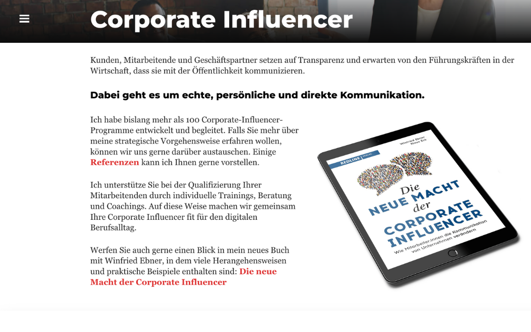 Das Buch zum Thema Corporate Influencer